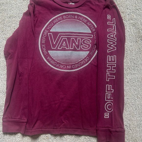 Vans Other - Youth Medium Vans 'Off The Wall' Burgundy Long Sleeve Tee